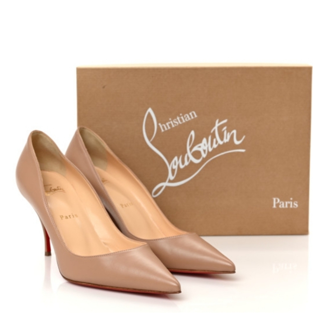 Christian Louboutin nude pointed-toe heels pumps